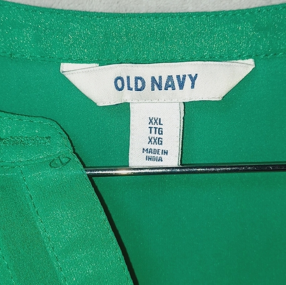 Old Navy Womens Kelly Green Pleated Semi-Sheer Blouse Size XXL Tunic Boho Casual - Picture 4 of 8